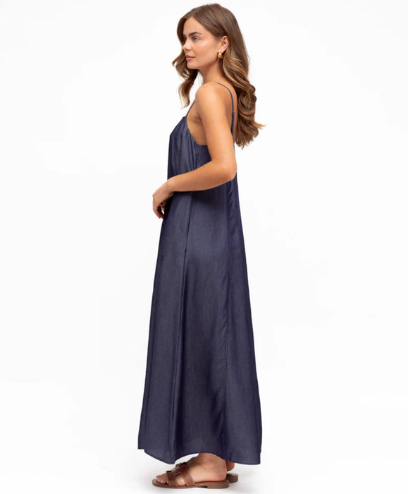 Indigo Plain Maxi Dress