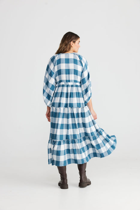 Wing and a Prayer Maxi Dress - Blue Steel Check